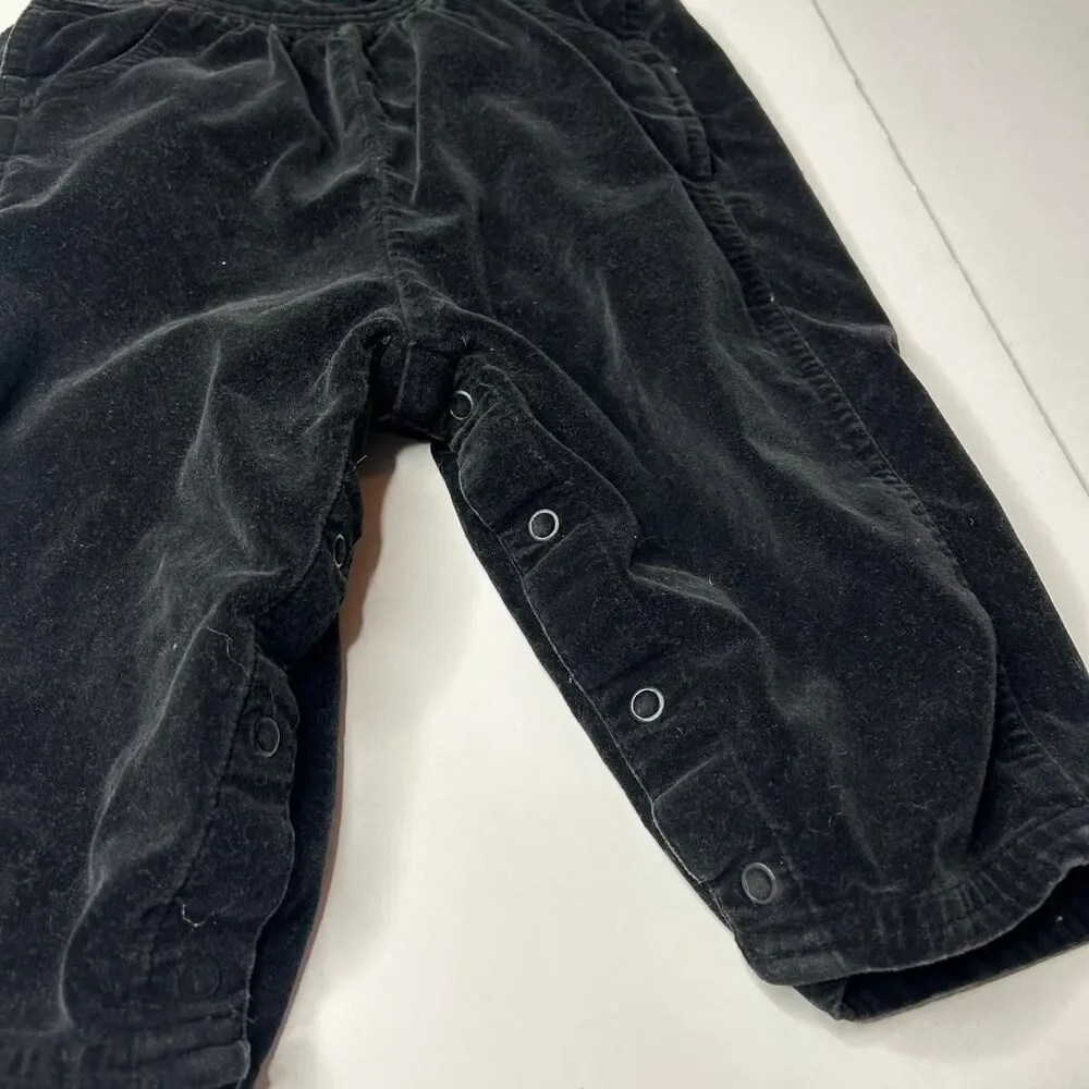 Vintage 90s 1990s Oshkosh baby B’gosh Black velvet baby bash overalls
